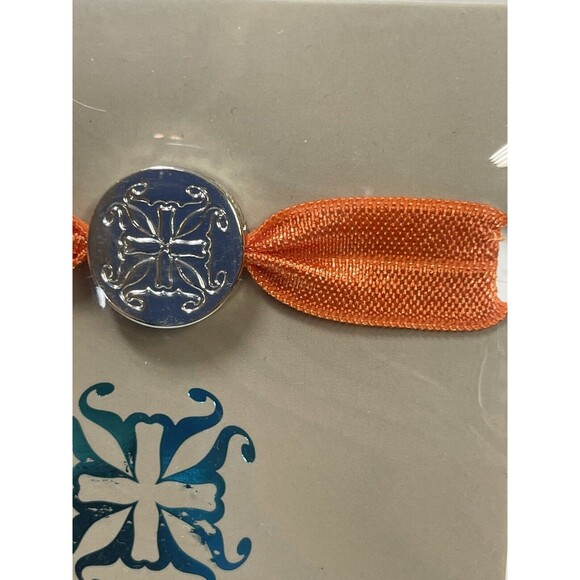 Rustic Cuff 2 Piece Set Stretch Hair Tie Or Bracelet Orange & Turk & White New - Picture 3 of 6